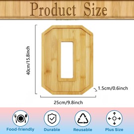 DAJAMAI 15.8‘’*9.8‘’ Bamboo Charcuterie Board Letters, Larger Serving Trays Wooden Charcuterie Boards for Fruit Salad Cheese Platter Vegetable Food Dish Plates Baby Shower Decor (70th Serving Board)
