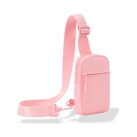 FORZAROCKET Ultralight Sling Bag w/Long Strap 70" – Small Crossbody Bag w/Extended Strap – Women Men Fanny Pack w/Anti-Theft Pocket – Two-Way Durable Zipper – Travel & Plus Size Friendly, Pink