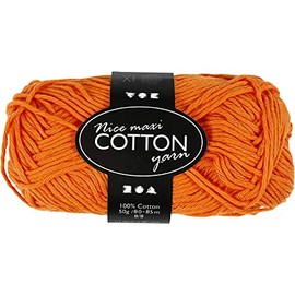 Cotton Yarn, L: 80-85 m, orange, maxi, 50 g