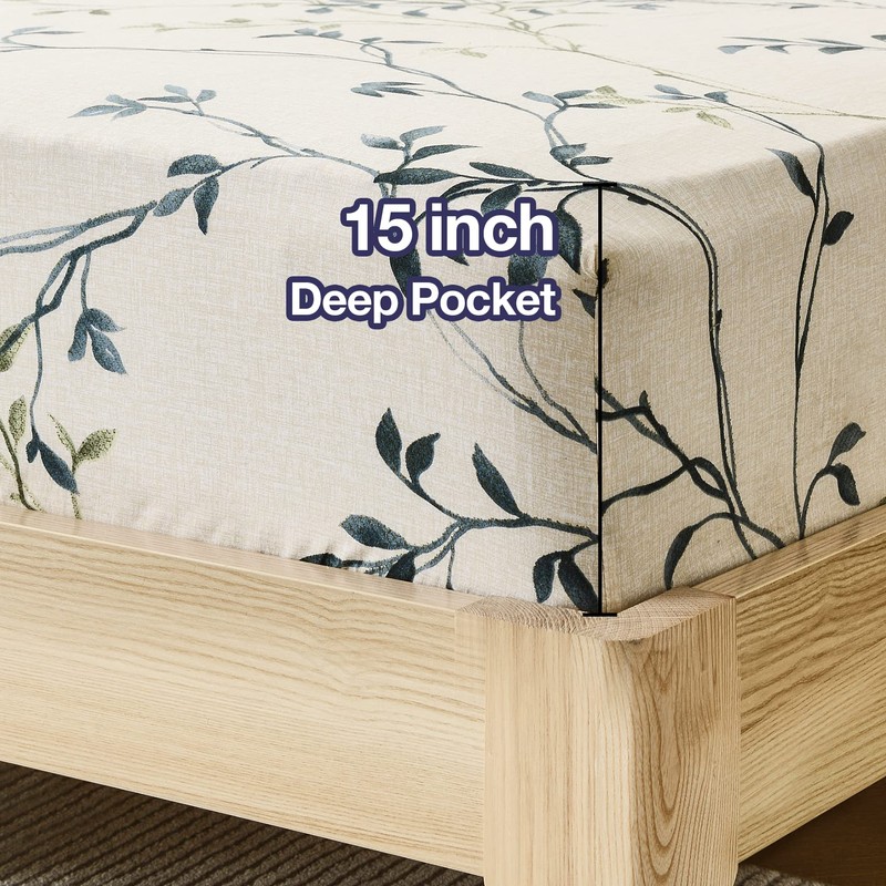 JSD 6 Piece Teal Leaves Print Sheet Set King Size,