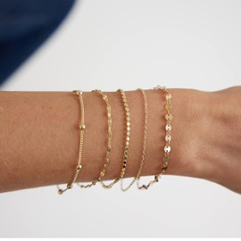 MIDEEO Gold Bracelets for Women,14K Gold Plated Stack Set Trendy Stackable Paperclip Chain Bracelets Jewelry Sets Gifts for Women