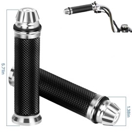 Bike Grip Left and Right Set Aluminum Bar End 0.9 inch (22.2 mm) Custom Bike Clip Universal (Silver)