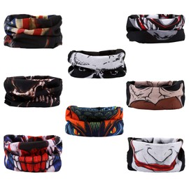 SMEHCF 8 Skull Vampire Headband Bandana Balaclava Half Face Mask Shield Head Hair Scarf Neck Gaiter Hat Multipurpose for Women Men Breathable Reusable Washable Red Blue Brown Black White