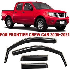 Voron Glass in-Channel Extra Durable Rain Guards for Trucks Nissan Frontier 2005-2021 Crew Cab, Window Deflectors, Vent Window Visors, 4 Pieces-220108