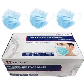 Omnitex 200pk 3ply Premium TypeII Disposable Surgical Face Mask with Ear Loops, 98% Filtration Medical Grade, British Brand