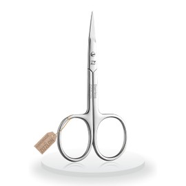 ZIZZLON Cuticle Scissors Extra Fine Curved Stainless Steel Eyebrow Scissors, Professional Grooming Scissors for Beard, Nose Hair, Eyelash, Mustache, Dry Skin - Manicure Scissors