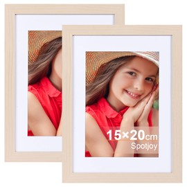 Spotjoy Picture Frame 15 x 20 cm Wooden Frame Poster Frame with Mounts MDF Frame Set of 2 Wood