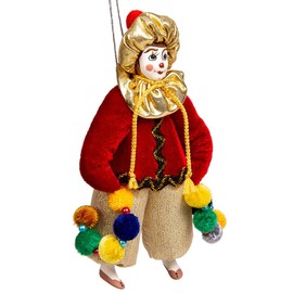 STP GOODS Clown Porcelain Collectible Doll 6" (15 cm) Handmade and Hand-Painted Hanging Decoration, Clown Figurine, Holiday Decor, Christmas Decoration (Joker)