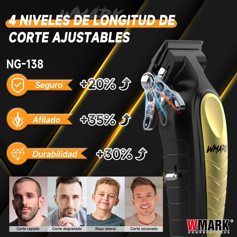 WMARK Máquina Para Cortar Cabello Profesional, Kit de Cortadoras Inalámbricas