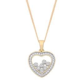 Old English Jewellers 9ct Yellow Gold on Silver Floating CZ Heart Pendant Necklace 16 18 20 inch chain (0)