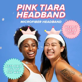 I DEW CARE Face Wash Headband - Pink Tiara | Adorable Design, Perfect for Washing & Cleansing, Makeup and Spa, Bath, Skincare, Quick Dry, Soft & Fuzzy, Non Slip, Reusable, Mother's Day