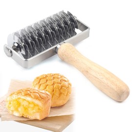 KONKENIE Stainless Steel Cookie Pastry Roller Dough Lattice Roller Cutter Kitchen Baking Tool Sliver (8 * 5.25in)