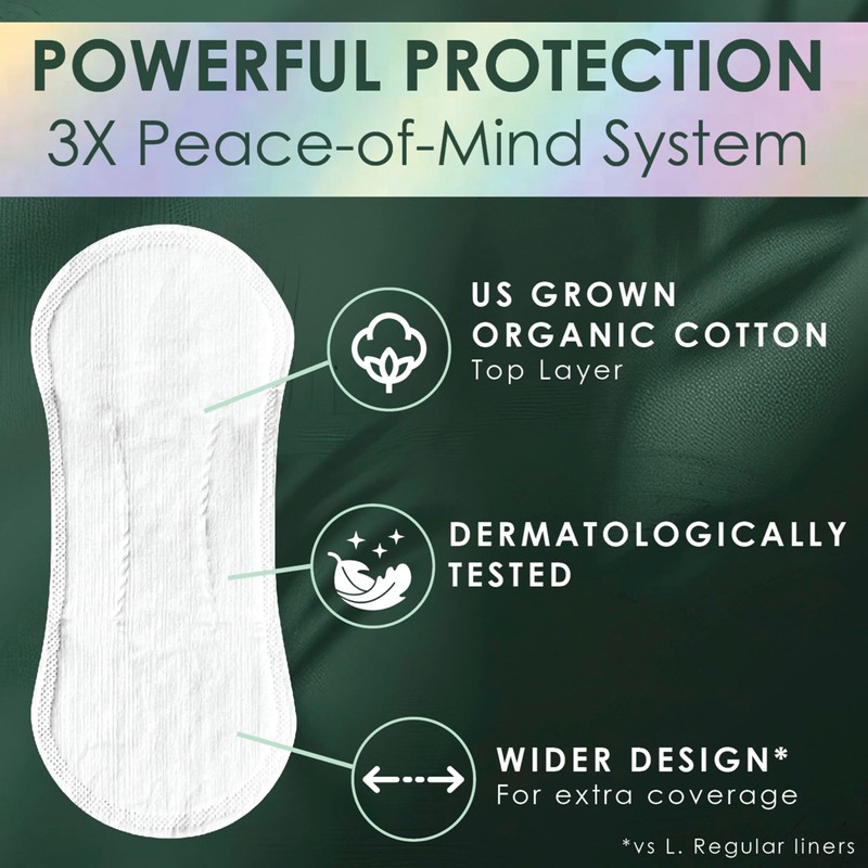 L. Ultra Thin Liners for Women, Regular Coverage, Organic Cotton