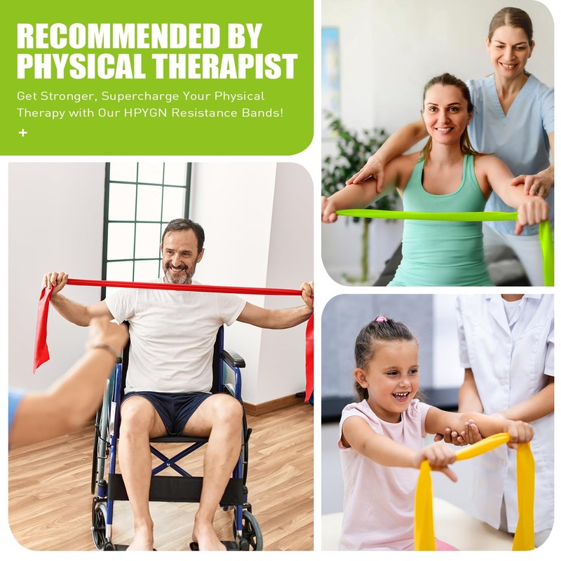 Resistance Bands, Elastic Exercise Bands for Physical Therapy Yoga Pilates