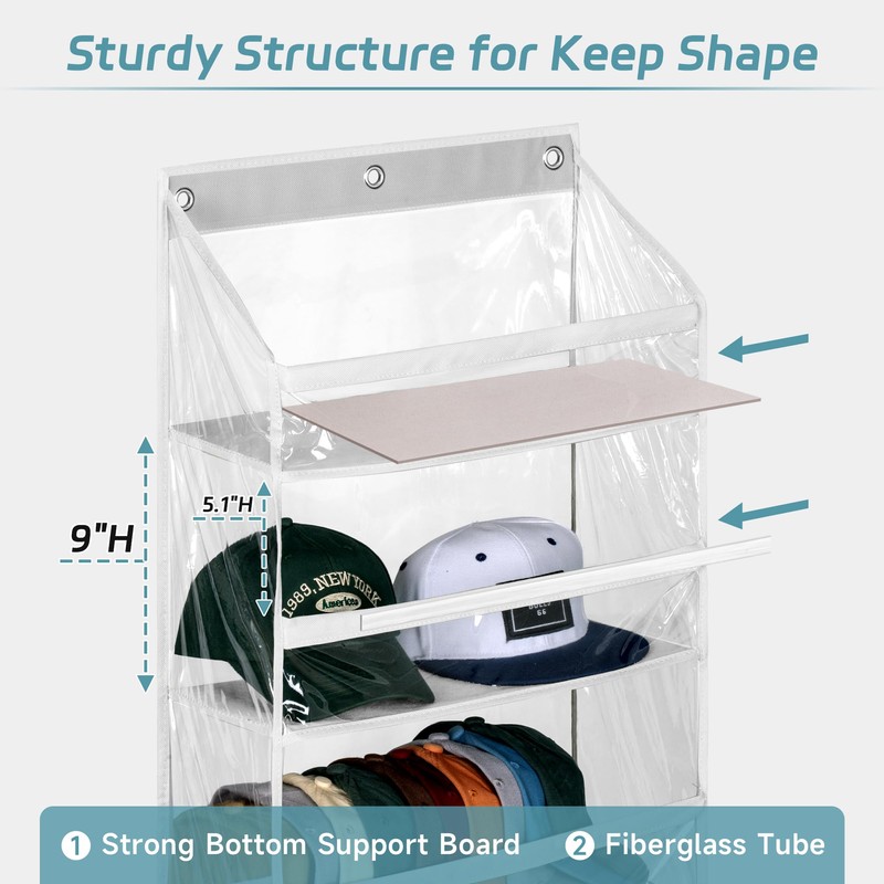 AOODA Clear Over the Door Hat Racks for Baseball Caps,