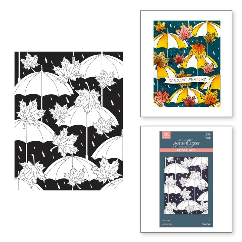 Spellbinders Autumn Rain BetterPress Bundle Stencil, Metal