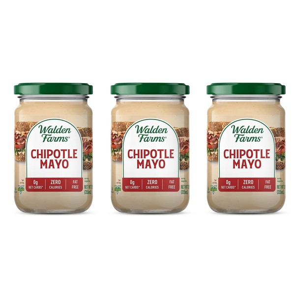 Walden Farms Chipotle Mayo Spread 12 oz Jar (Pack of 3) Sweet and Tangy Mayonnaise | 0g Net Carbs Perfect for Paleo and Keto Diets | Kosher Certified | Great for Sandwiches | Burgers | Tacos | Wraps | Fries | Pizza | Wraps and More