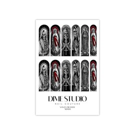 Santa Muerte Monochrome Nail Decals Virgen Mary Nail Stickers Water Transfer Nail Wraps for Gel, Acrylic Nail Extensions (50MM XL)