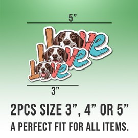 (2pcs) German Shorthaired Pointer Sticker White GSP Lover Decal Love Vinyl Stickers Weather-Resistant Stickers for Water Bottles Laptop Window Car 2pcs Size 5"