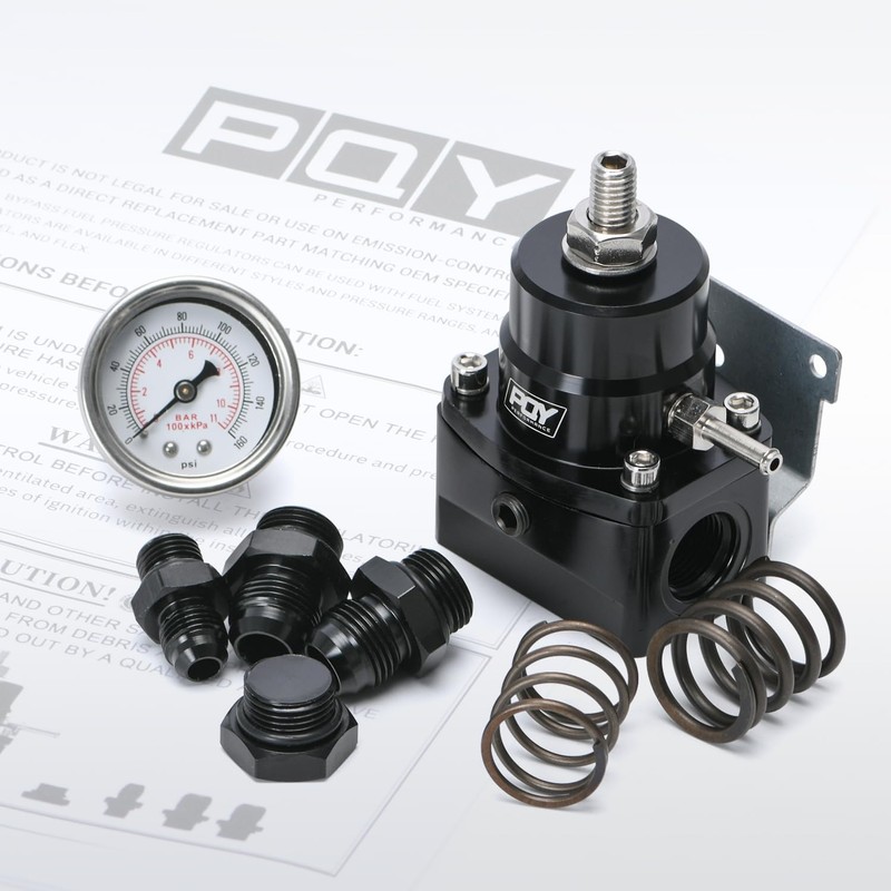 PQY Adjustable EFI Fuel Pressure Regulator Kit 3-70PSI with AN8