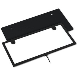 POOPEE LED License Plate Full Illumination, Ultra Brightness, Ultra Thin, 0.3 inch (8 mm), 12 V, 24 V, LED License Plate Frame, Set of 2