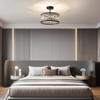 Pevfah Crystal Black Ceiling Light, Modern Semi Flush Mount Ceiling