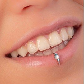 Fake Lip Hoop 20G White Opal - 925 Silver Faux Lip Piercing - No Piercing Needed Lip Hoop Rings