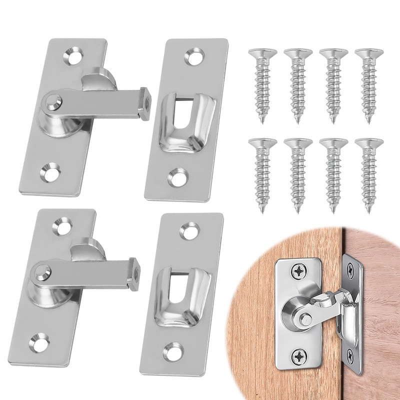 90 Degree Right Angle Door Lock Hasp Latch - Stainless