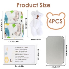 A Teddy Bear Hug in a Tin Box, Mini Plush Pocket Hug Love Token Fluffie Stuffies Bear Plush Toy Small Cute Doll Tiny Teddy Fun Positive Gift for Graduation Birthday Friend Children Women (White)