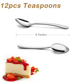 HaWare 12-Pieces Teaspoons, Heavy Duty Stainless Steel 6.7 Inches Small Spoons, Modern & Elegant Design, Mirror Polished, Dishwasher Safe