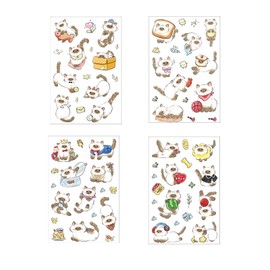 EZ PEACH Collage Material, Seal, Flake, Transparent, Animal Shape, Cats, Waterproof, Cute, Translucent, PET Collage, DIY, Handmade, Material Paper, Pack of Paper, Sticker Sheet, Notebook, Sticky Notes