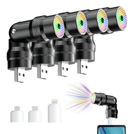 USB Portable Strobe Mini Versatile Playful LED RGB Light, Multicolor Lighting Kit with 3 Adapters,360° Rotatable,Plug and Play,Decor Light for Concerts/Live Streams/Vlog/DJ/Karaoke/Showcase(4 Packs)