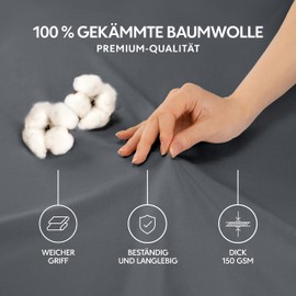 Dreamzie Premium fitted sheet 70 x 200 cm, fitted sheet for thick mattresses up to 12 cm, bed sheet 100% jersey cotton, 150 g/m², Oeko-Tex certified - dark grey