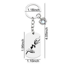 Husband Wife Keychain Gifts for Women Men Anniversary Birthday Gifts for Girlfriend Boyfriend Engraved Rose Keychain with Rhinestone Love Pendant Christmas Valentine Gifts for Bf Gf Charms