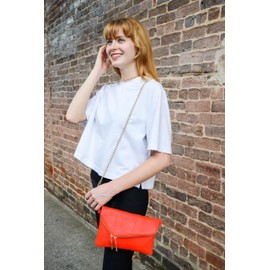 Amaze Clutch Purse for Women – PU Leather Cross Body Bag Women – Cute and Fashionable Envelope Clutch, Orange