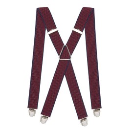 Pierrot Men's Wide and Vintage Premium Braces - Made in Germany / France - Reinforced Elastic Band with Extra Strong Metal Clips - Adjustable Length up to 130 cm - Lifetime Guarantee, Lighthouse Red