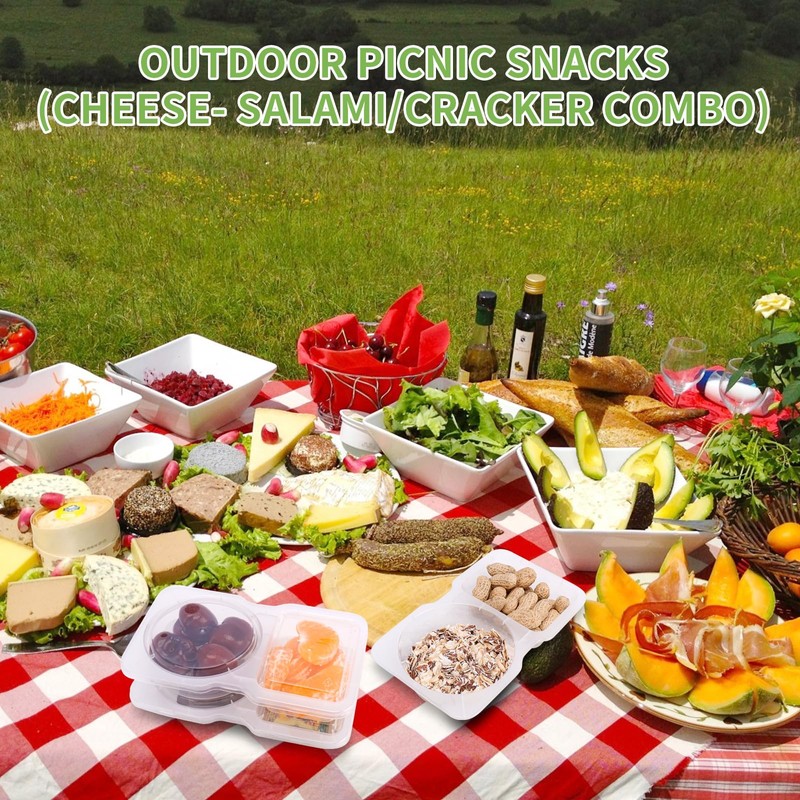 12 Sets Double Compartment Condiment Condiment Container with Lid for