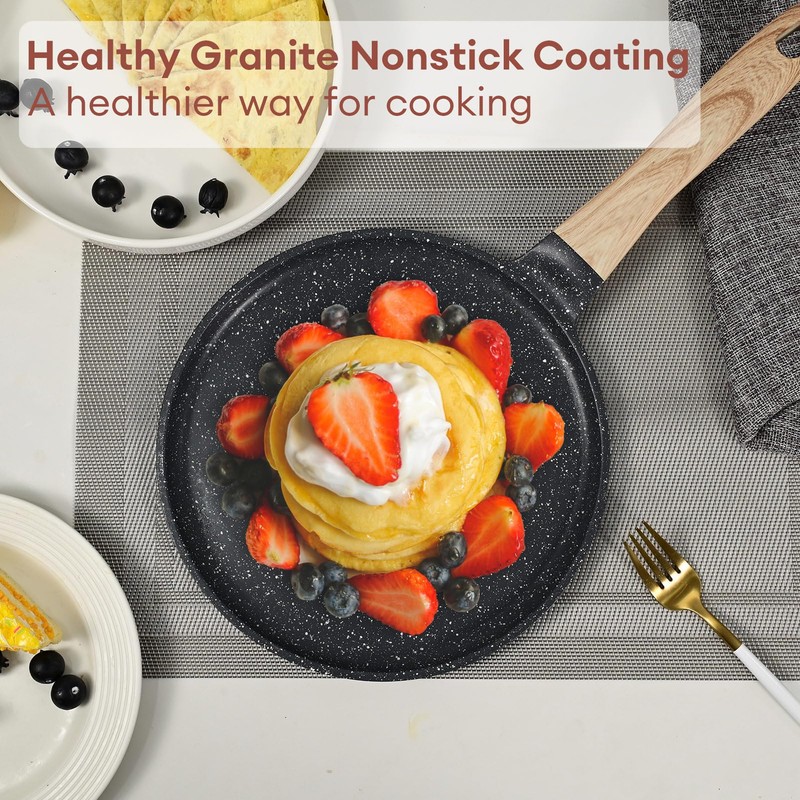 JEETEE Crepe Pan Nonstick, 11 inch Comales Para Tortillas Griddle
