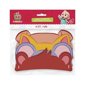 Assorted Cocomelon Paper Elastic Headbands (Pack Of 4) - Adorable Design, Perfect for Themed Parties, Gifts, & Playtime