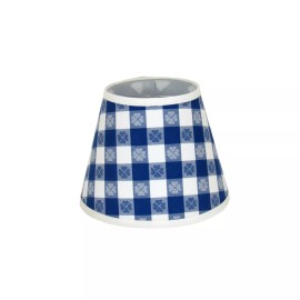 Albert Estate LTD., 12" Blue and White Floral Check Print Clip-on  Lamp Shade