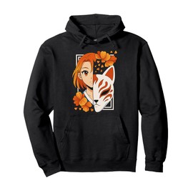 Japanese Samurai Girl Mask Kitsune Sword Art Anime Pullover Hoodie