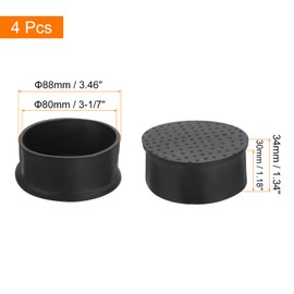 sourcing map 4Pcs Chair Leg Caps, Fit OD 80mm (3-1/7 Inch) Non-Marking PVC Chair Leg Tips Non-Slip Chair Leg Floor Protectors Round Table Covers End Caps for Furniture, Black