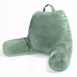 Sasttie Reading Pillow for Sitting in Bed Adult, Velvet Back Pillow for Bed Sitting Up, Backrest Back Support Chair Pillow, College Dorm Essentials for Girls and Boys, Sage