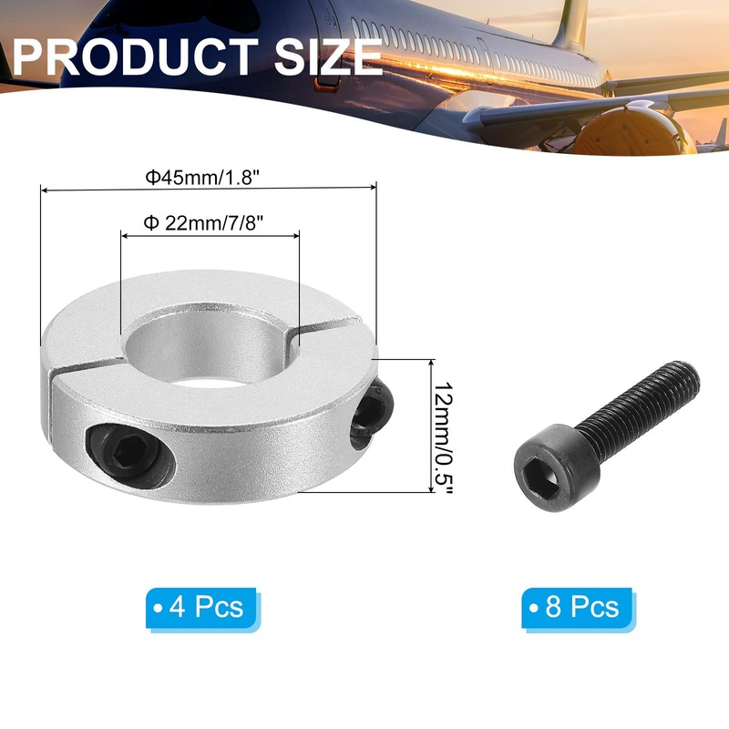 PATIKIL Bore 22mm Double Split Shaft Collar 45mm OD 12mm