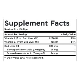 Aceite De Higado De Bacalao Cod Liver Oil 110 Caps Eg A38 Sabor Nd