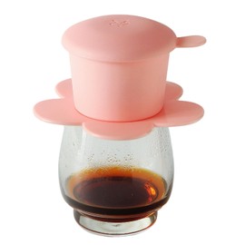 PHINƠI – Pour Over Coffee Maker – Vietnamese Coffee Dripper Phin Filter – Single Cup Dripper with Flower Design – Reusable Coffee Filter- Paperless Filter for Sustainable Brewing (Pink Pastel)