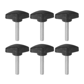 QUARKZMAN Pack of 6 Thumb Screw Wing Screws Plastic Tea Wing Knobs M6 x 35 mm Metric Threaded Bolt T-Head Plastic Knobs Thumb Screws Hand Clamp Knob, Black