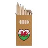 Azeeda 6 x 'Welsh Flag Heart' Short 85mm Pencils/Coloured Pencil