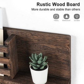 Lwenki Key & Mail Holder for Wall - Rustic Natural Paulownia Wood, 4 Double-Hook Hangers - Wall Mounted Organizer for Decor, Bags, Accessories - Hardware & Manual Included (Brown)