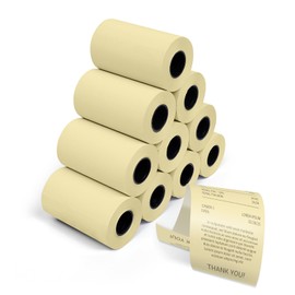 YIKIADA 10 Rolls 57 x 35 mm Yellow Thermal Receipt Paper Printer POS Cash Register Suitable for Shops Supermarkets Stores Retailers